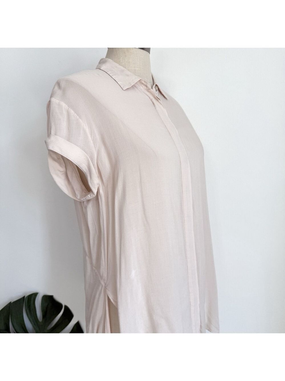 AllSaints Cheyne Blush Pink Shirt Blouse Women’s Size 6 Asymmetrical High Low - Picture 2 of 10